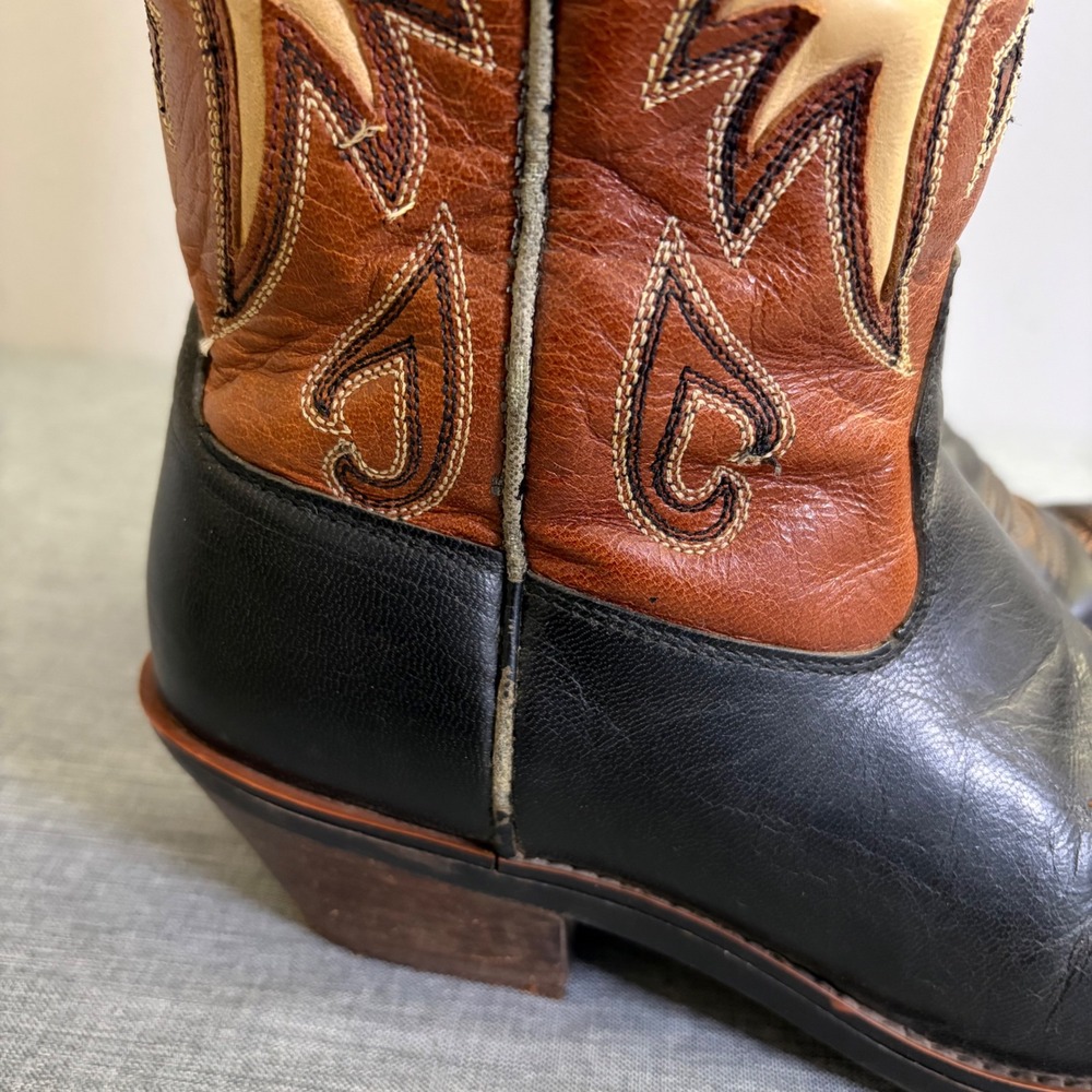 Ariat Western Boots Women 7.5B Black Brown 15502 Leather Inlay Snip Toe Vintage - Picture 11 of 13